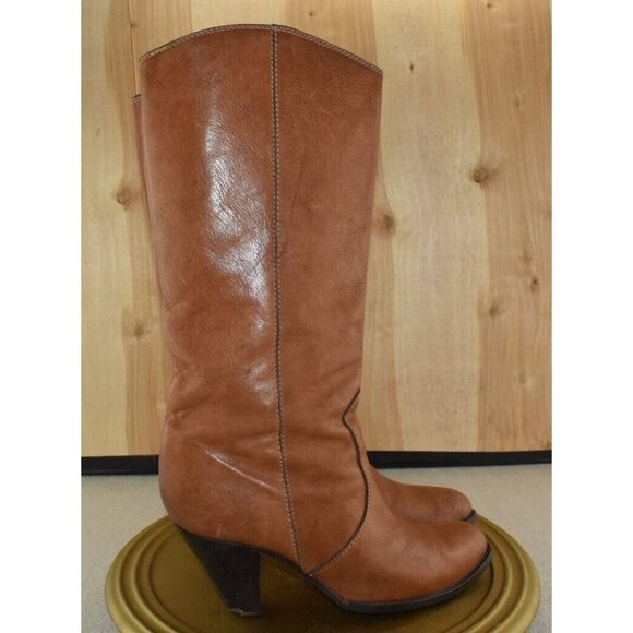 🌹Davos Gomma Womens Tall Riding  Brown Leather Made In Italy Boots Size 9 - Picture 5 of 12
